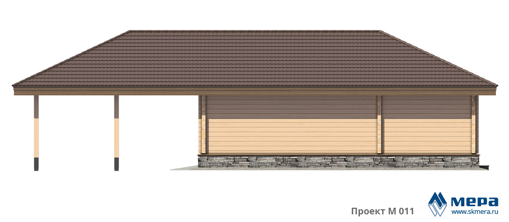 Гараж из клееного бруса по проекту M011