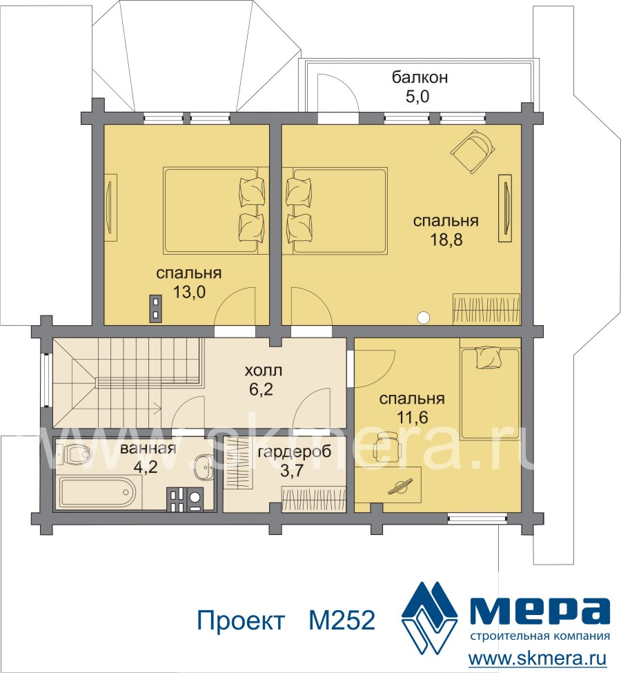 план Дом из клееного бруса M 252