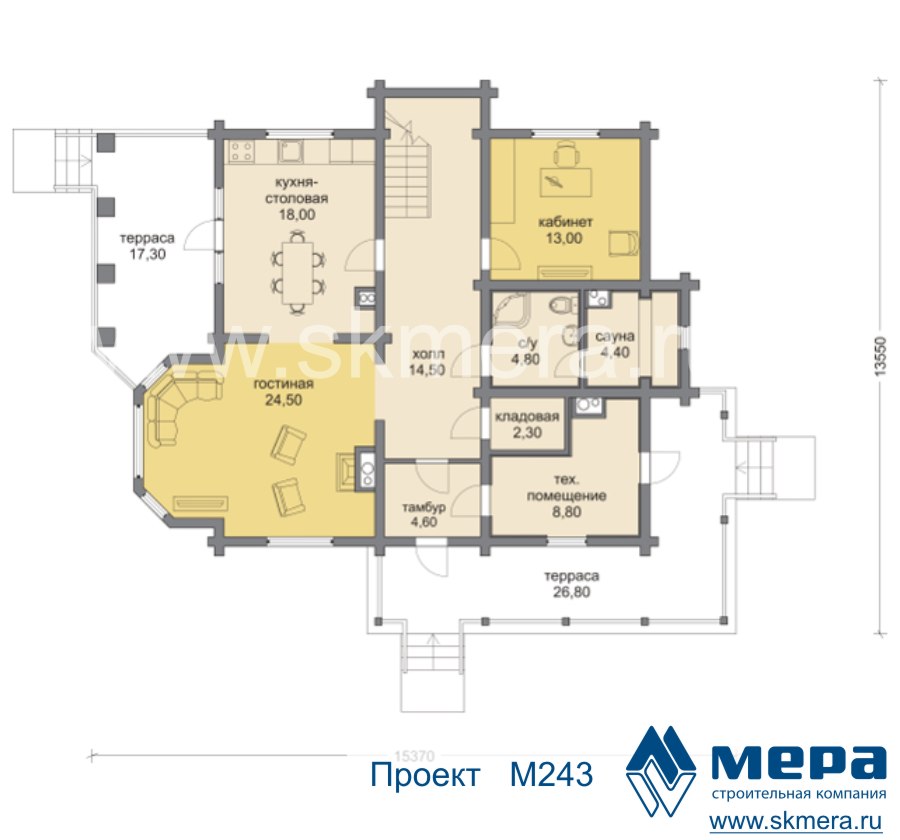 план Дом из клееного бруса M 243