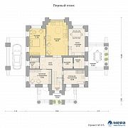 Планировки: Дом из кирпича в стиле Ф.Л. Райта по проекту M315 