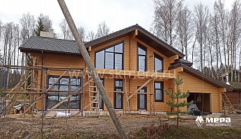 Фасад и процесс строительства: Дом из клееного бруса 200х240 по проекту М413  №3
