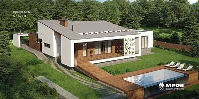 Дом в стиле минимализма по проекту М320  | СК Мера