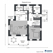 Планировки: Небольшой комбинированный дом по проекту М400 