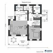 Планировки: Небольшой комбинированный дом по проекту М400  | СК Мера