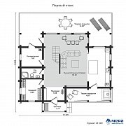 Планировки: Дом из клееного бруса c большой террасой по проекту M389 