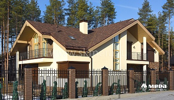 Фасады: Дом из кирпича в Охтинском парке 300 кв.м. №1