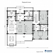 Планировки: Дом из клееного бруса с барбекю по проекту M391  | СК Мера