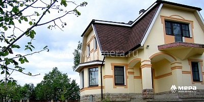 Фасады коттеджа из газобетона: Дом из газобетона 180 кв. м. в Новотоксово №5