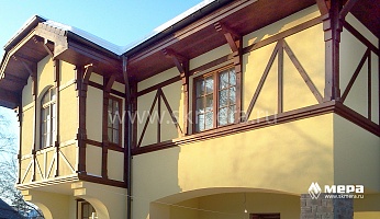 Фасады: Кирпичный коттедж в стиле фахверк в Павловске №2