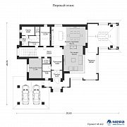 Планировки: Современный коттедж в стиле Ф.Л.Райта по проекту М422 