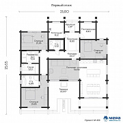 Планировки: Одноэтажный дом из клееного бруса по проекту М459 