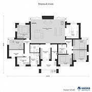 Планировки: Одноэтажный коттедж из газобетона по проекту М445 