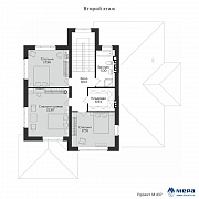 Планировки: Газобетонный коттедж в стиле Ф.Л. Райта по проекту М437  | СК Мера