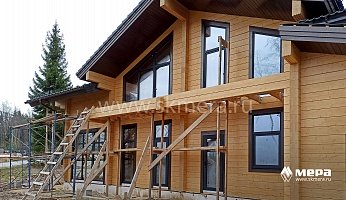 Фасад и процесс строительства: Дом из клееного бруса 200х240 по проекту М413  №4
